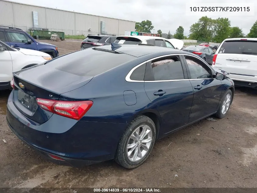 2019 Chevrolet Malibu Lt VIN: 1G1ZD5ST7KF209115 Lot: 39614839