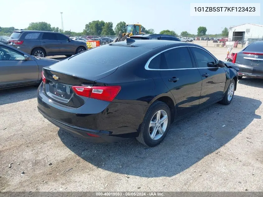 2019 Chevrolet Malibu 1Ls VIN: 1G1ZB5ST7KF123423 Lot: 40019083