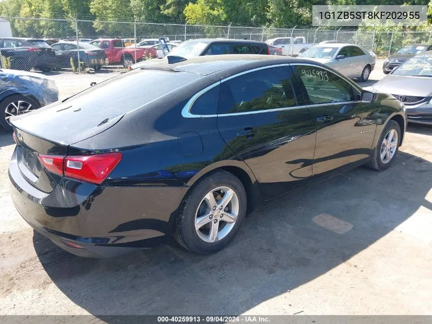 2019 Chevrolet Malibu 1Ls VIN: 1G1ZB5ST8KF202955 Lot: 40259913