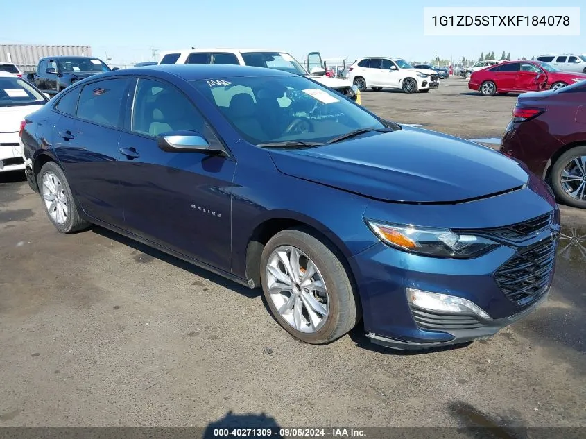 2019 Chevrolet Malibu Lt VIN: 1G1ZD5STXKF184078 Lot: 40271309