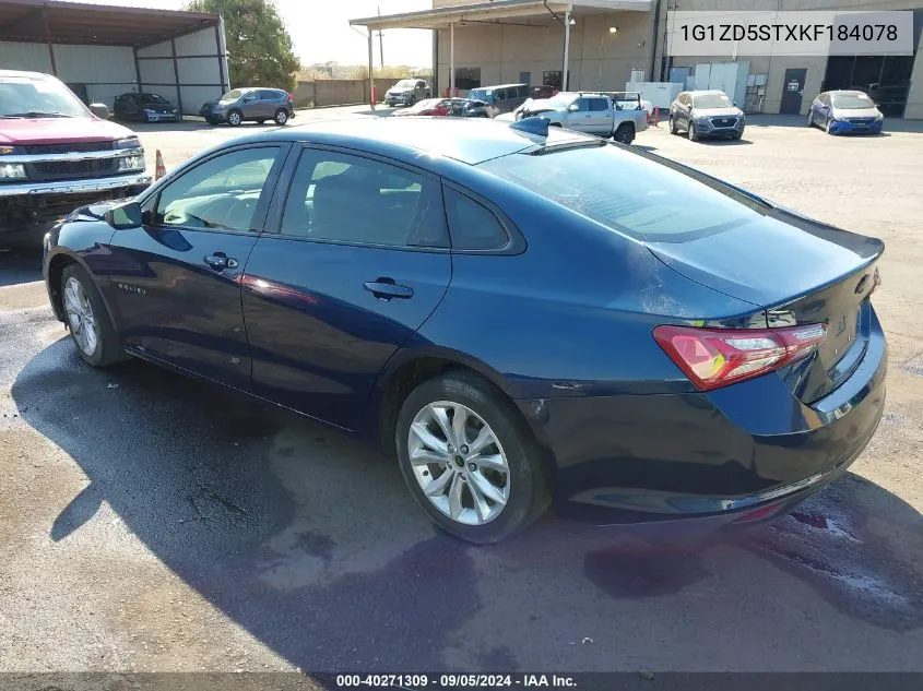 2019 Chevrolet Malibu Lt VIN: 1G1ZD5STXKF184078 Lot: 40271309