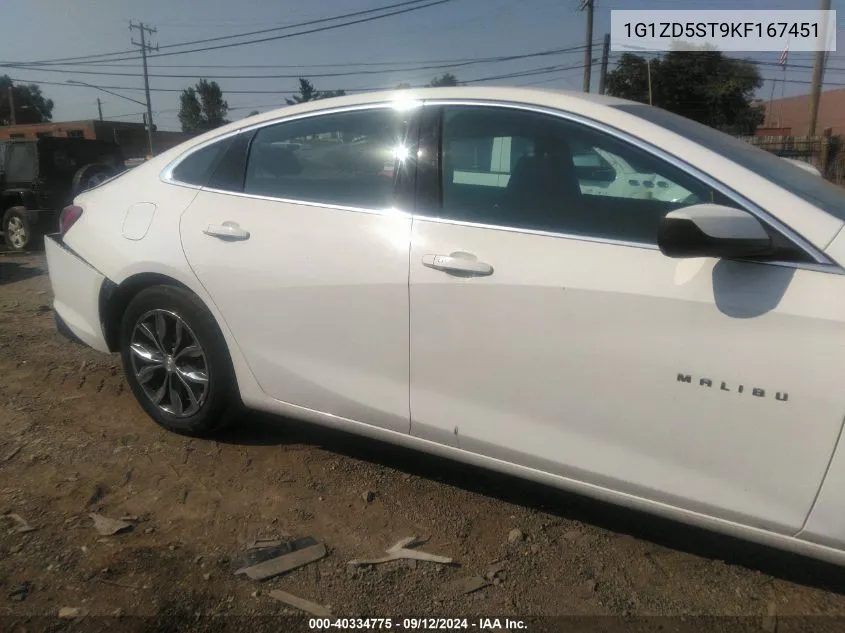 2019 Chevrolet Malibu Lt VIN: 1G1ZD5ST9KF167451 Lot: 40334775