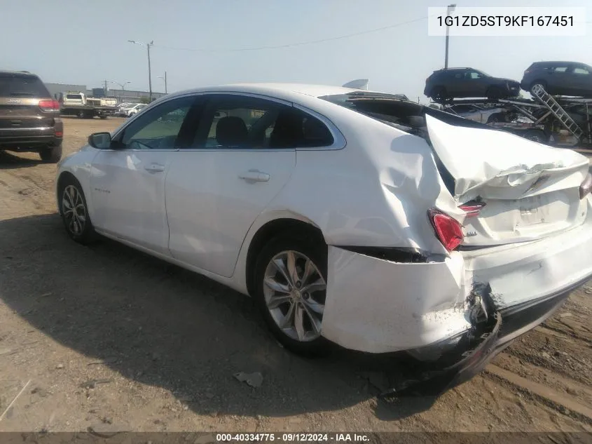 2019 Chevrolet Malibu Lt VIN: 1G1ZD5ST9KF167451 Lot: 40334775