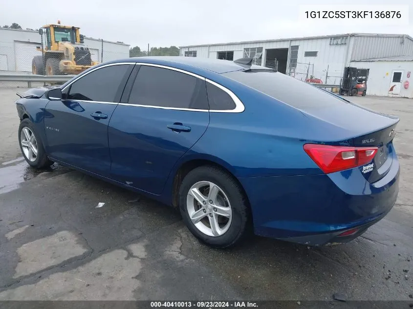 2019 Chevrolet Malibu Ls VIN: 1G1ZC5ST3KF136876 Lot: 40410013