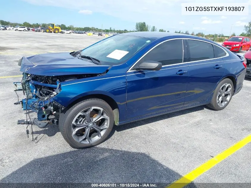 2019 Chevrolet Malibu Rs VIN: 1G1ZG5STXKF193807 Lot: 40606101