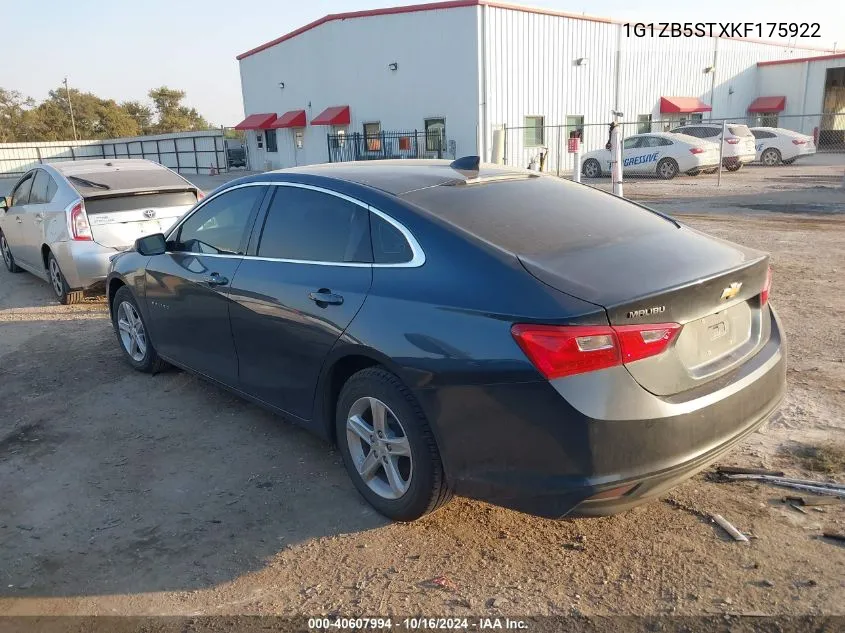 2019 Chevrolet Malibu 1Ls VIN: 1G1ZB5STXKF175922 Lot: 40607994