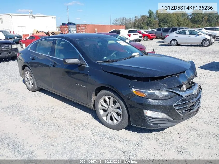 2019 Chevrolet Malibu Lt VIN: 1G1ZD5ST4KF136236 Lot: 40667445