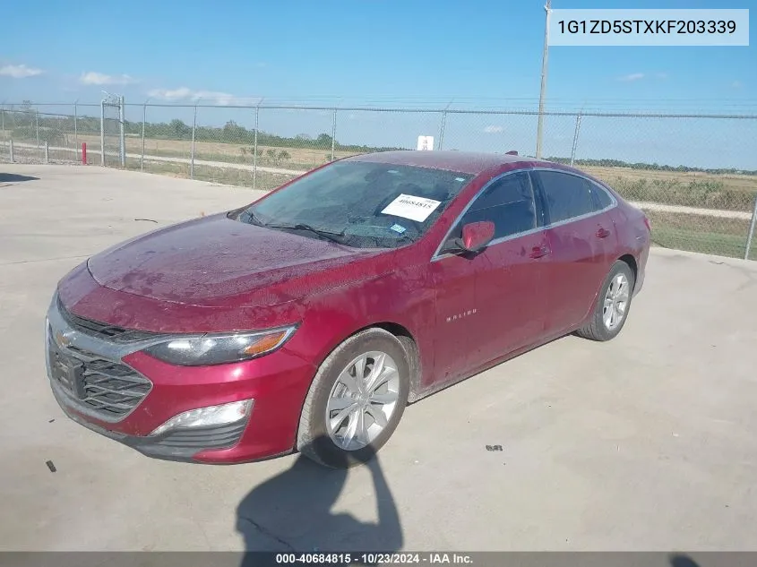 2019 Chevrolet Malibu Lt VIN: 1G1ZD5STXKF203339 Lot: 40684815