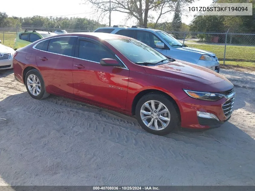 2019 Chevrolet Malibu Lt VIN: 1G1ZD5ST3KF194094 Lot: 40708036