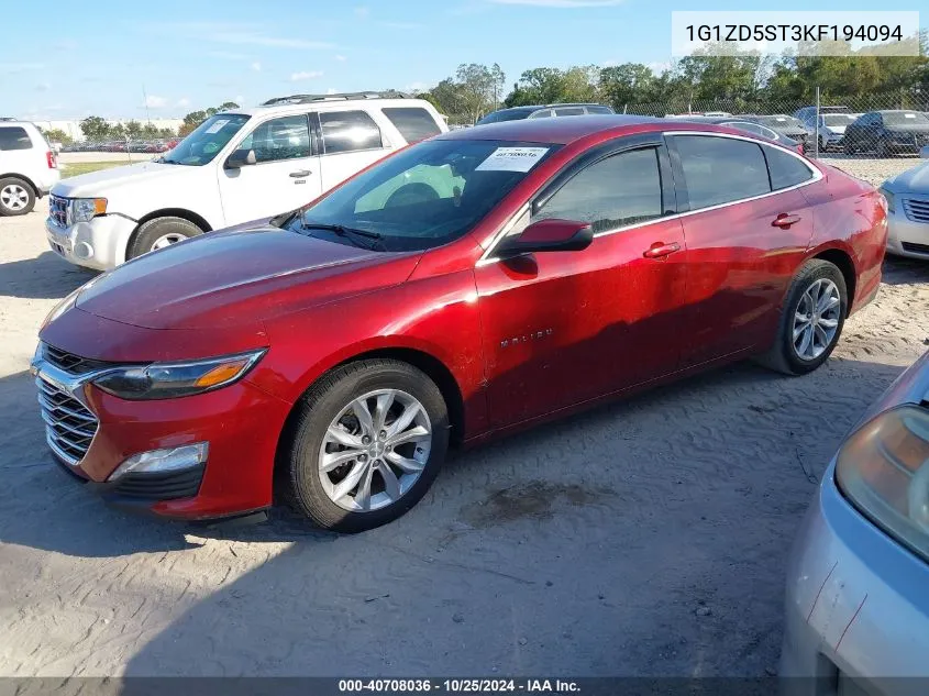 2019 Chevrolet Malibu Lt VIN: 1G1ZD5ST3KF194094 Lot: 40708036