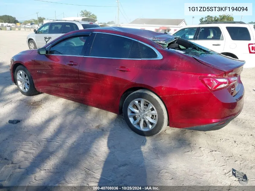 2019 Chevrolet Malibu Lt VIN: 1G1ZD5ST3KF194094 Lot: 40708036