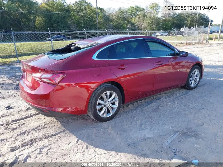 2019 Chevrolet Malibu Lt VIN: 1G1ZD5ST3KF194094 Lot: 40708036