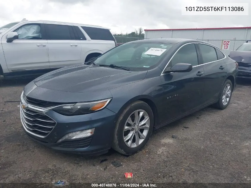 2019 Chevrolet Malibu Lt VIN: 1G1ZD5ST6KF113086 Lot: 40748876