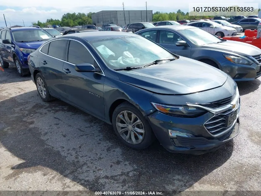 2019 Chevrolet Malibu Lt VIN: 1G1ZD5ST0KF153583 Lot: 40763070