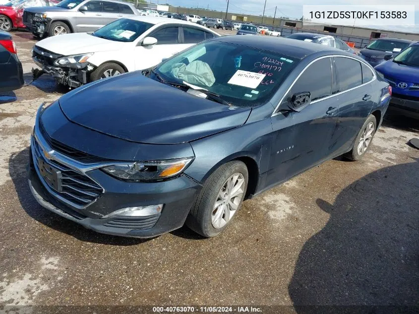 2019 Chevrolet Malibu Lt VIN: 1G1ZD5ST0KF153583 Lot: 40763070