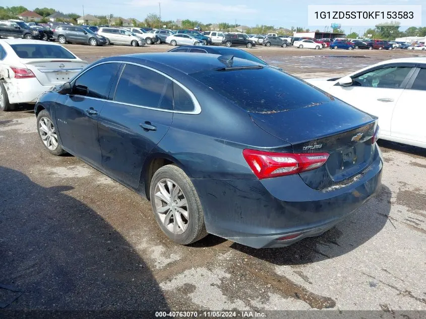 2019 Chevrolet Malibu Lt VIN: 1G1ZD5ST0KF153583 Lot: 40763070