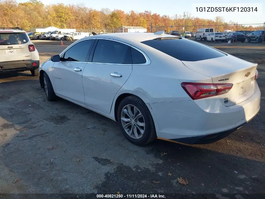 2019 Chevrolet Malibu Lt VIN: 1G1ZD5ST6KF120314 Lot: 40821250