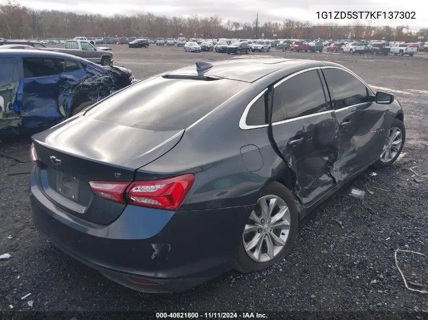 2019 Chevrolet Malibu Lt VIN: 1G1ZD5ST7KF137302 Lot: 40821800