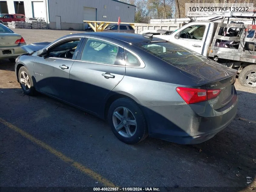 2019 Chevrolet Malibu 1Fl VIN: 1G1ZC5ST7KF139232 Lot: 40822957