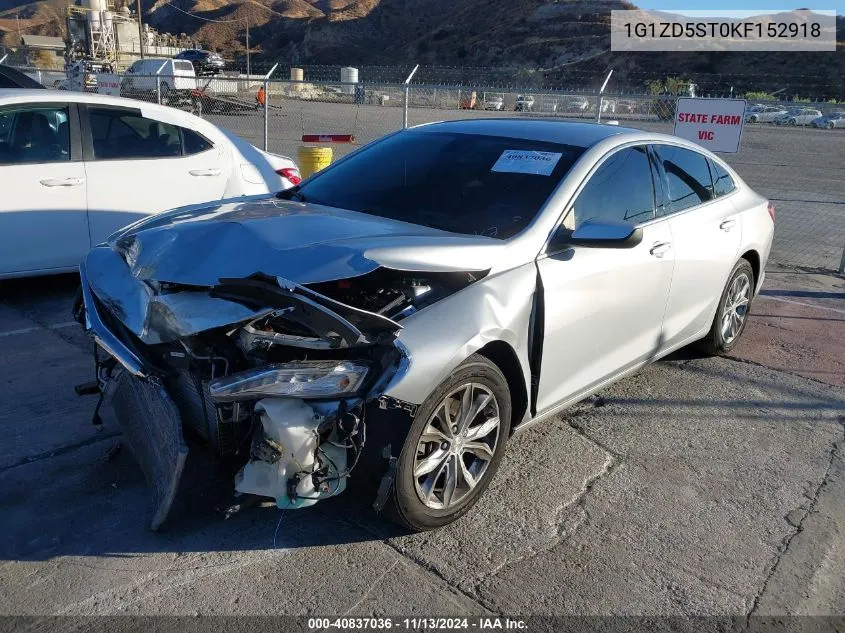 2019 Chevrolet Malibu Lt VIN: 1G1ZD5ST0KF152918 Lot: 40837036