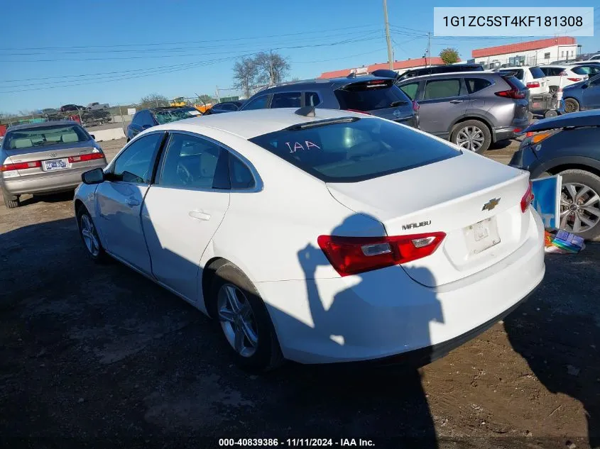 2019 Chevrolet Malibu 1Fl VIN: 1G1ZC5ST4KF181308 Lot: 40839386