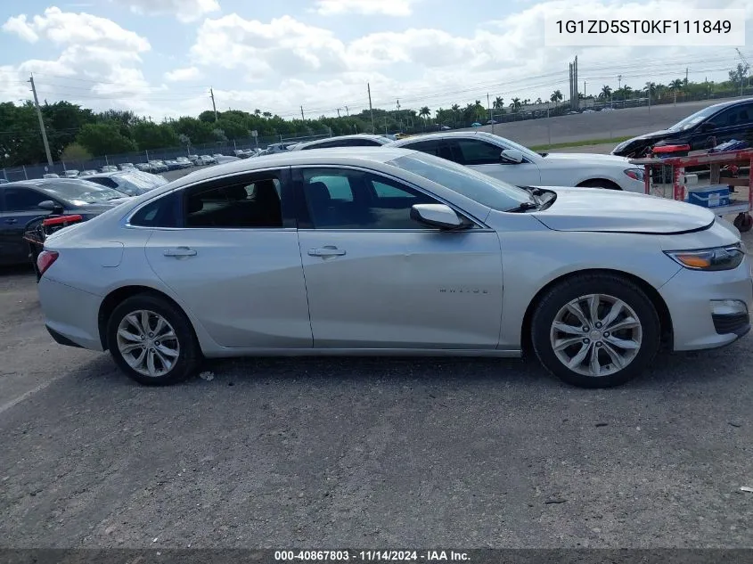 2019 Chevrolet Malibu Lt VIN: 1G1ZD5ST0KF111849 Lot: 40867803