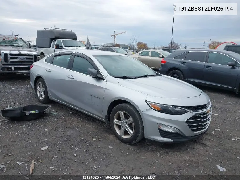 2020 Chevrolet Malibu Ls VIN: 1G1ZB5ST2LF026194 Lot: 12124625