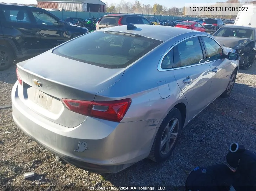 2020 Chevrolet Malibu VIN: 1G1ZC5ST3LF005027 Lot: 12138563