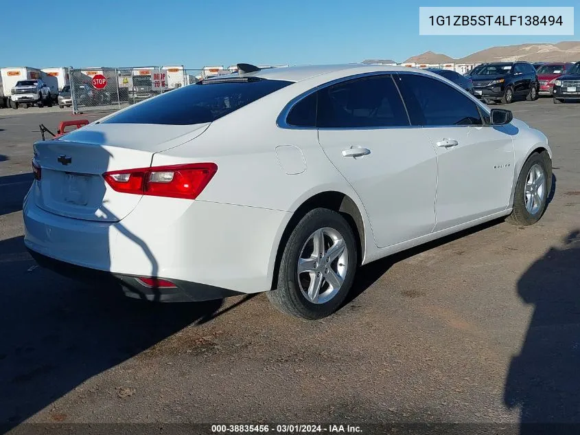 2020 Chevrolet Malibu Fwd Ls VIN: 1G1ZB5ST4LF138494 Lot: 38835456