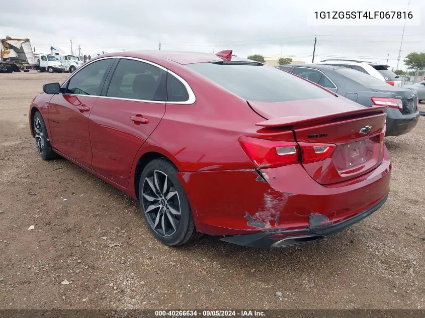 2020 Chevrolet Malibu Fwd Rs VIN: 1G1ZG5ST4LF067816 Lot: 40266634