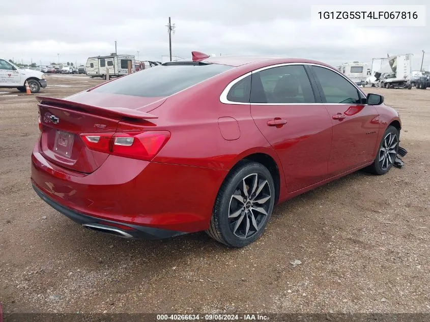 2020 Chevrolet Malibu Fwd Rs VIN: 1G1ZG5ST4LF067816 Lot: 40266634