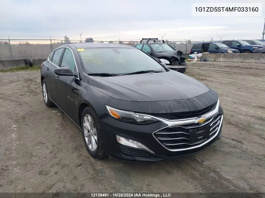 2021 Chevrolet Malibu VIN: 1G1ZD5ST4MF033160 Lot: 12139491