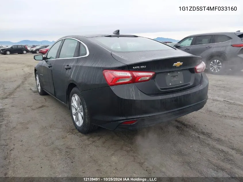 2021 Chevrolet Malibu VIN: 1G1ZD5ST4MF033160 Lot: 12139491