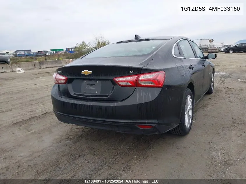 2021 Chevrolet Malibu VIN: 1G1ZD5ST4MF033160 Lot: 12139491