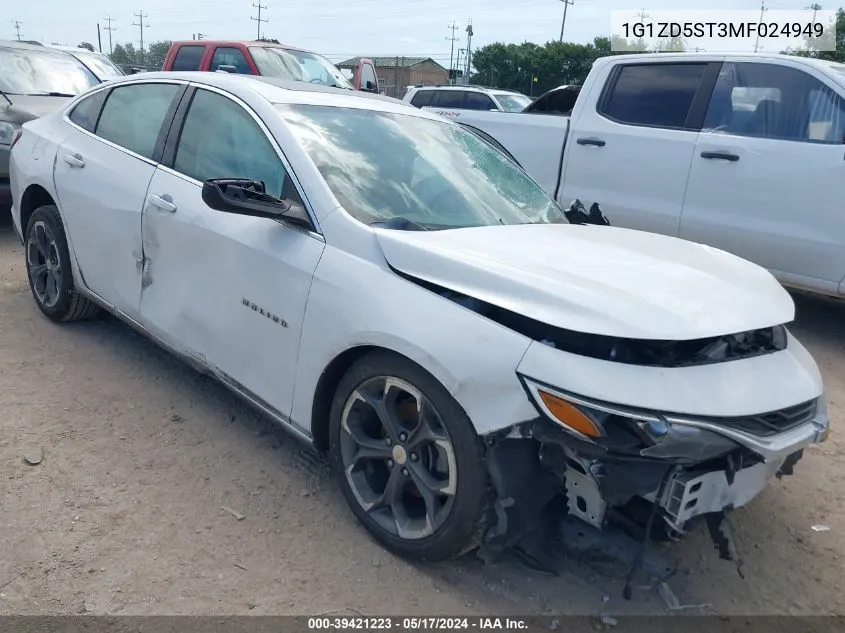 2021 Chevrolet Malibu Fwd Lt VIN: 1G1ZD5ST3MF024949 Lot: 39421223