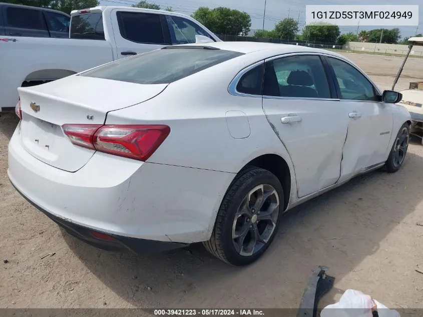 2021 Chevrolet Malibu Fwd Lt VIN: 1G1ZD5ST3MF024949 Lot: 39421223