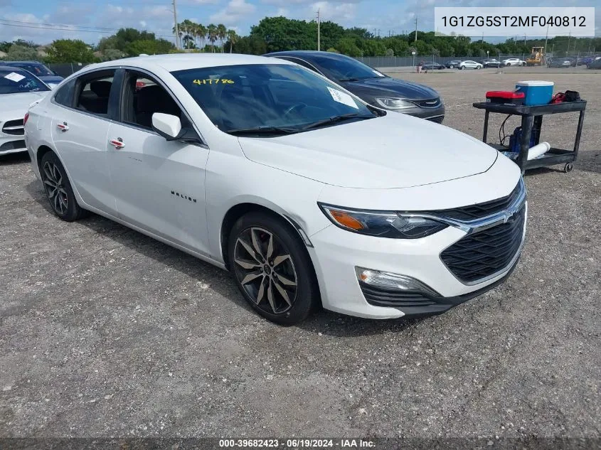 2021 Chevrolet Malibu Fwd Rs VIN: 1G1ZG5ST2MF040812 Lot: 39682423