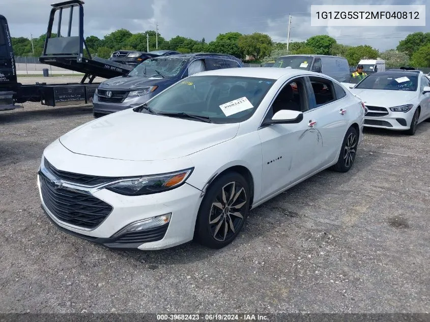 2021 Chevrolet Malibu Fwd Rs VIN: 1G1ZG5ST2MF040812 Lot: 39682423