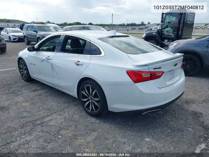 2021 Chevrolet Malibu Fwd Rs VIN: 1G1ZG5ST2MF040812 Lot: 39682423