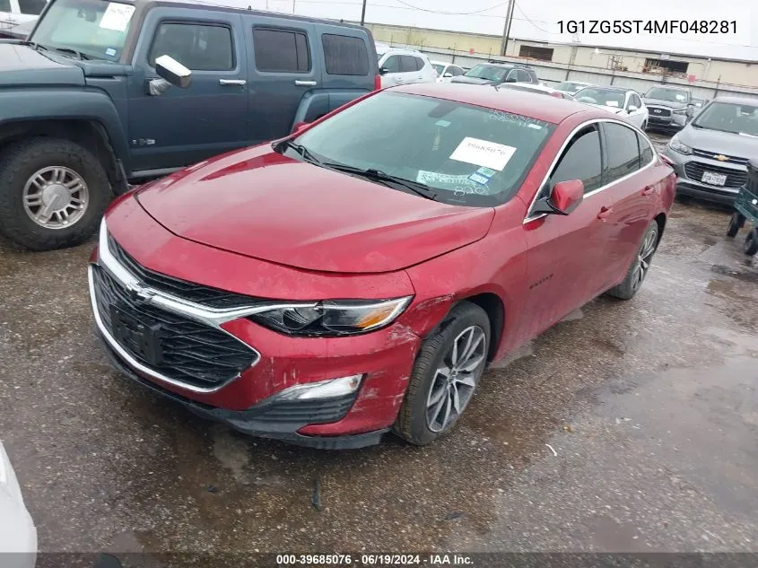 2021 Chevrolet Malibu Fwd Rs VIN: 1G1ZG5ST4MF048281 Lot: 39685076