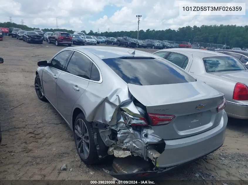 2021 Chevrolet Malibu Fwd Lt VIN: 1G1ZD5ST3MF026359 Lot: 39828008