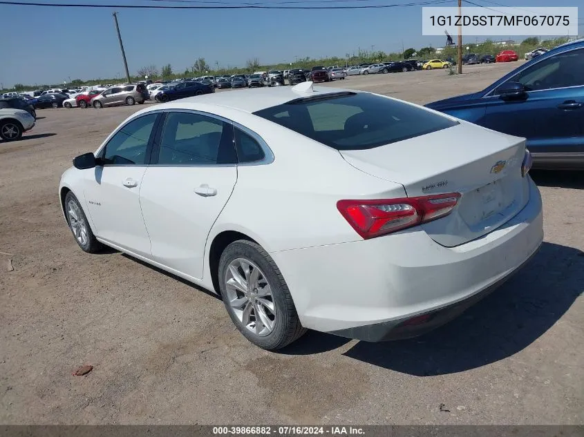 2021 Chevrolet Malibu Fwd Lt VIN: 1G1ZD5ST7MF067075 Lot: 39866882