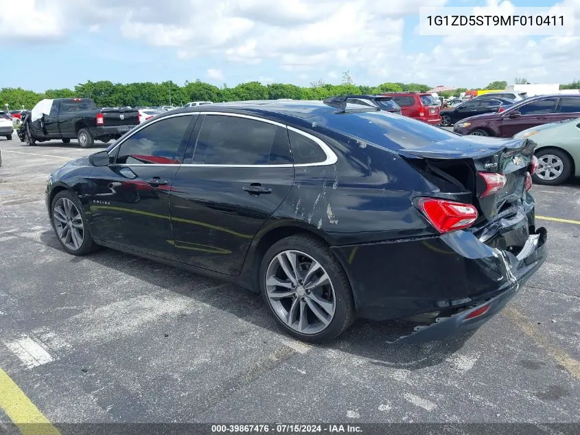 2021 Chevrolet Malibu Fwd Lt VIN: 1G1ZD5ST9MF010411 Lot: 39867476