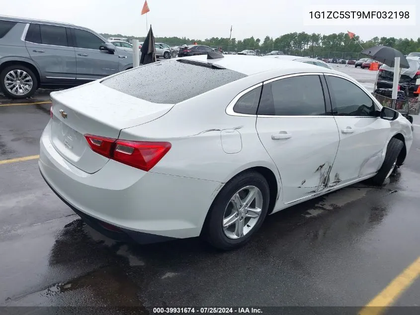 2021 Chevrolet Malibu Fwd 1Fl VIN: 1G1ZC5ST9MF032198 Lot: 39931674