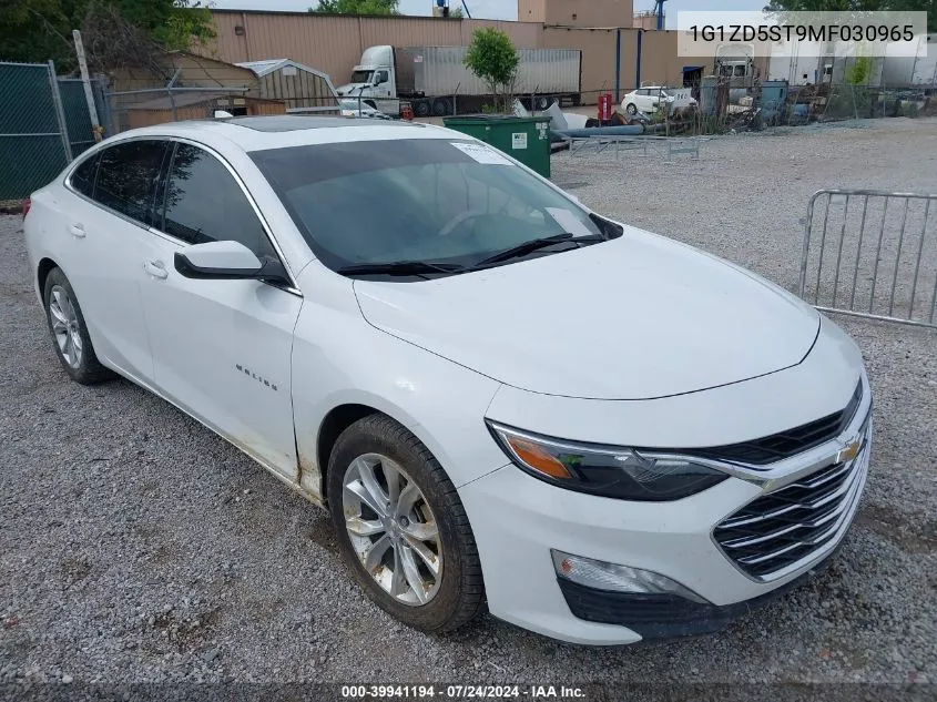 2021 Chevrolet Malibu Fwd Lt VIN: 1G1ZD5ST9MF030965 Lot: 39941194