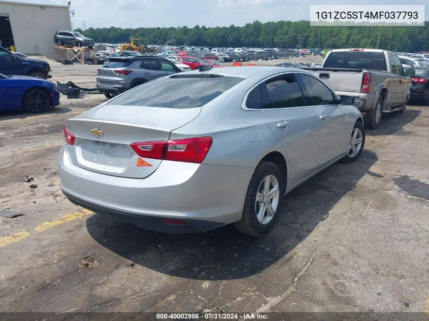 2021 Chevrolet Malibu Fwd 1Fl VIN: 1G1ZC5ST4MF037793 Lot: 40002956