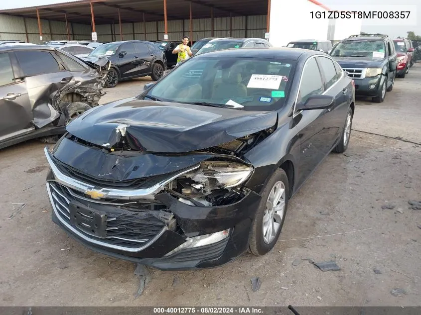 2021 Chevrolet Malibu Fwd Lt VIN: 1G1ZD5ST8MF008357 Lot: 40012775