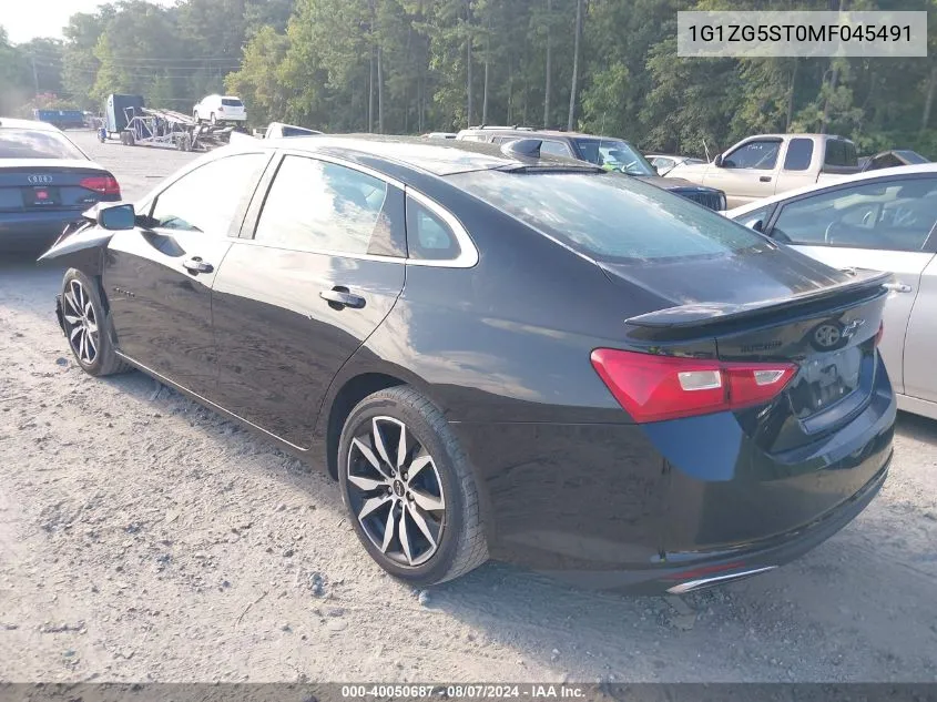 2021 Chevrolet Malibu Fwd Rs VIN: 1G1ZG5ST0MF045491 Lot: 40050687