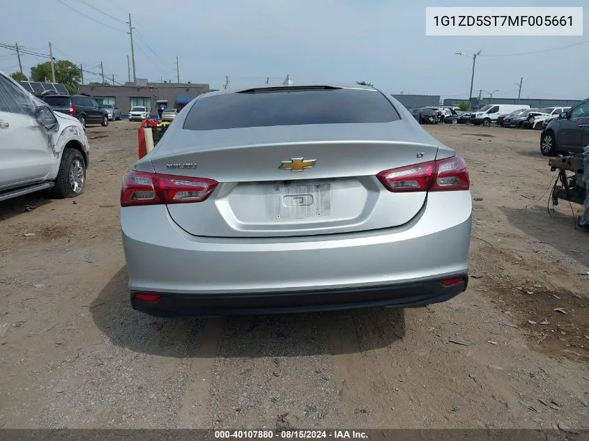 2021 Chevrolet Malibu Fwd Lt VIN: 1G1ZD5ST7MF005661 Lot: 40107880