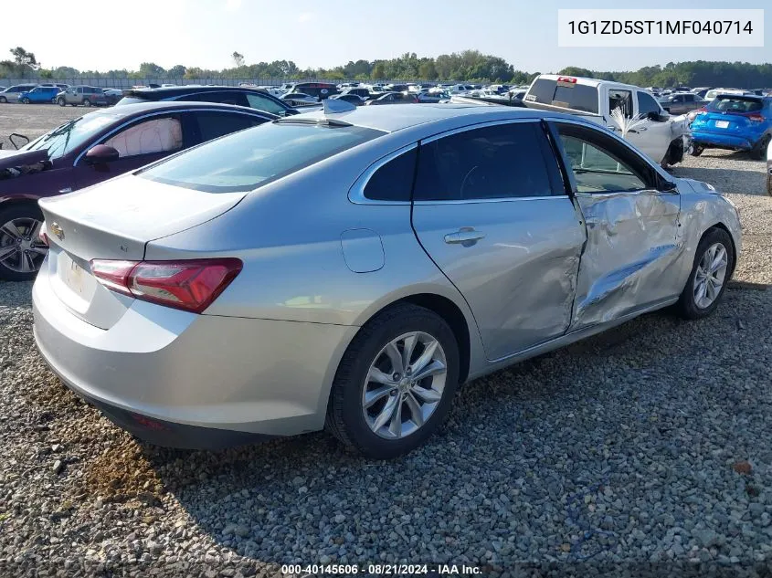 2021 Chevrolet Malibu Lt VIN: 1G1ZD5ST1MF040714 Lot: 40145606